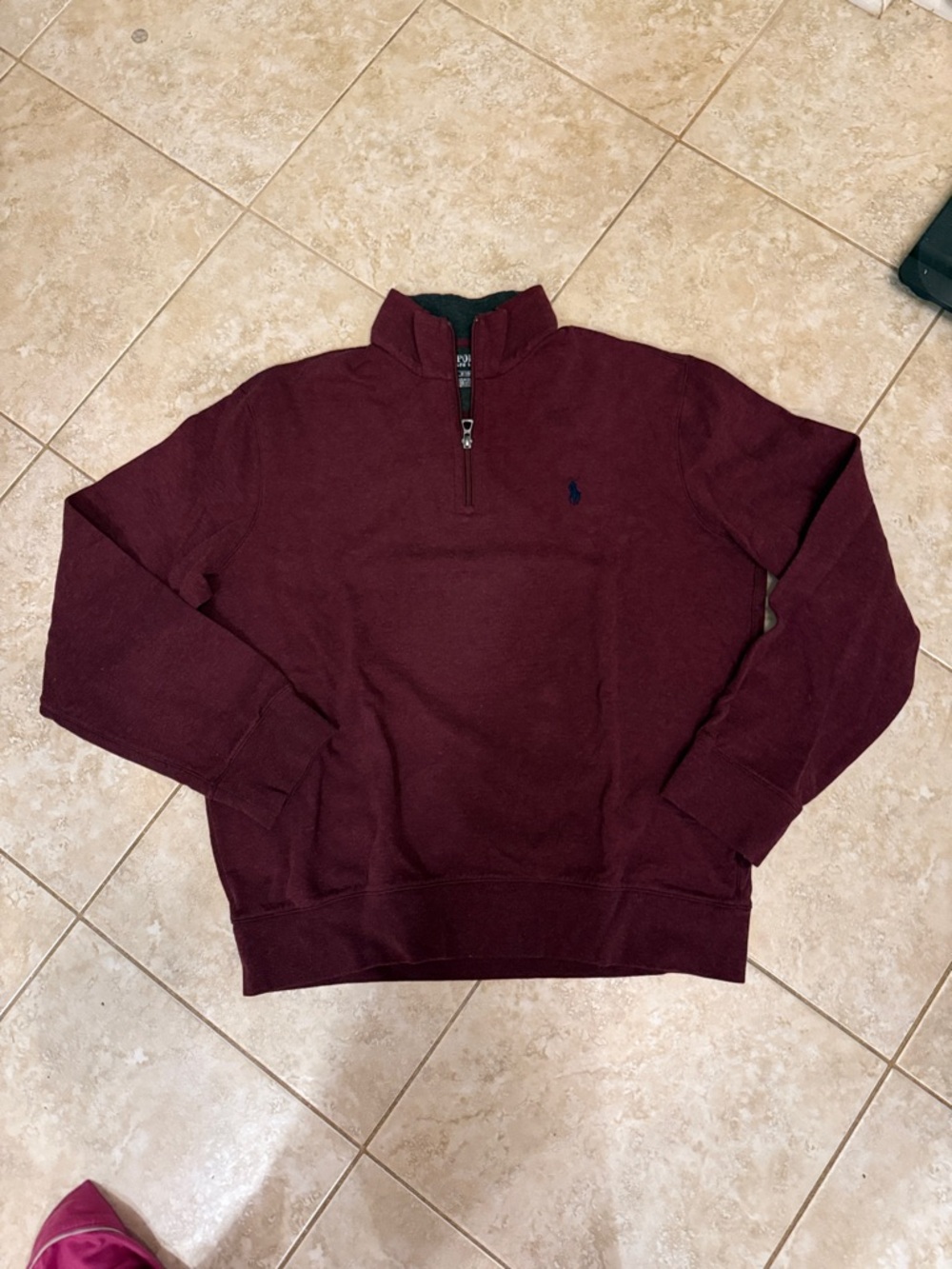 Polo by Ralph Lauren Men's Burgundy Quarter-Zip Sweater